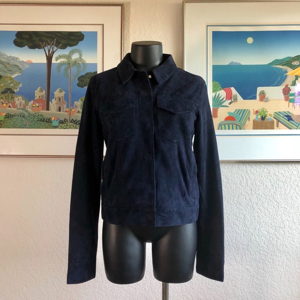 J Brand Nice Lamb Leather Dyed Snap Down Jacket M